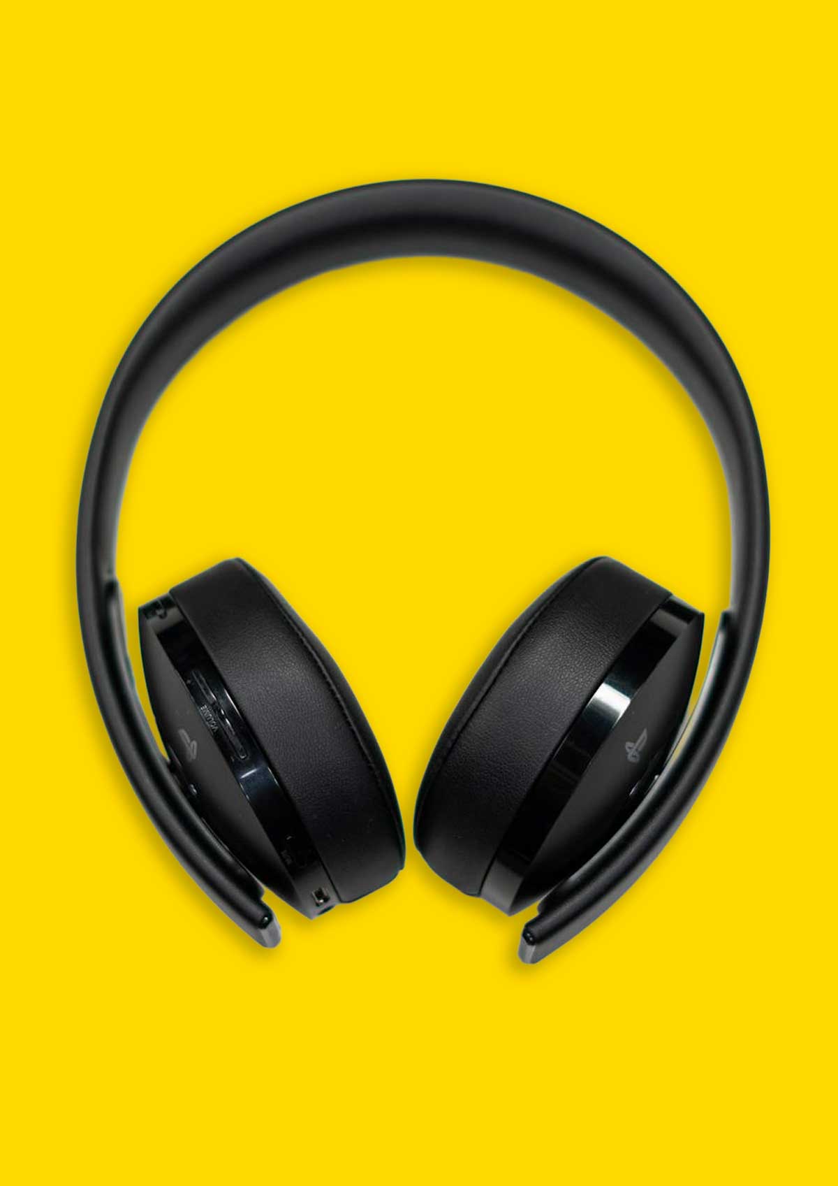Headphones on a yellow background